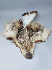 Vintage Dance Wolf or Coyote Headdress or Mask with Feathers picture