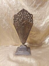 Vintage Art Nouveau Ornate Filigree Silvertone Mixed Metal Fan Shape Vase picture