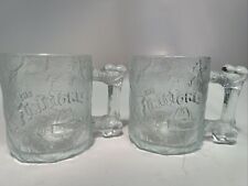 Set Of 2-  Flintstones Glass Mug McDonald's 1993 Pre Dawn Rocdonalds Collectible picture