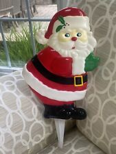 Vintage JSNY Santa Plastic Christmas Yard Lawn Stake Adorable Great Condition picture