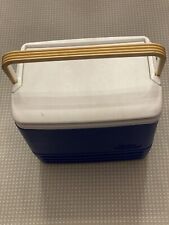 Vintage Igloo Blue Yellow Color Block Cooler Top Handle Tall Cooler  H 13