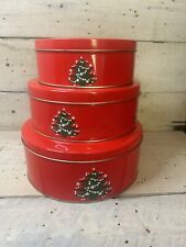 Vintage Waechtersbach (3) Christmas Tree Nesting Tins Stacking   (L) picture