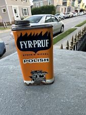 Vintage FYR-PRUF Stove & Nickel Liquid Polish 8 OZ Tin Can Paper Label Gas Oil picture