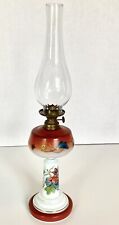 Antique Victorian Oil Lamp Intricate Raised Gold Floral Motif Aufsteck Brenner picture