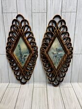 VTG Home Interiors Diamond Wall Plaques Burwood Faux Wicker Art Set Of 2 picture