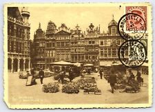 Belgium Brussels, La Grand Place Marketplace, People, WB Posted 1932, 6 x 4 picture