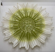 SunFlower/Daisy Shallow Bowl Large Glass White and Yellow picture