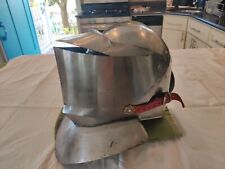 handmade silver steel knight armor full helmet SCA LARP cosplay picture