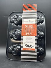 NEW ~ Nordic Ware Skull Cakelet Baking Pan 3 Cup Capacity 6 Cakes ~Halloween B11 picture