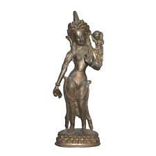 Vtg Brass Hindu Goddess Tara Parvati 11.75” Statue picture