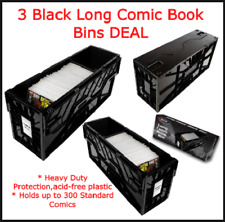3 BCW LONG Comic Book Storage Bins Plastic Storage Box + 1 Partition Heavy Duty picture