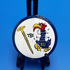 VTG Screw KU Kansas University Jayhawk Pinback Button Missouri K-State Wichita picture