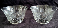 Antique Glass Oil Or Gas Lamp Shade Wheel Cut Leaded Crystal Pair 4