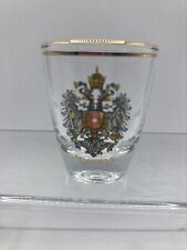 Austria Crest Shot Glass Clear & Multicolor Gold Trim  Made in France picture