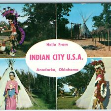 c1950s Anadarko, OK Indian City U.S.A. x4 Multi View Chrome Native American A210 picture