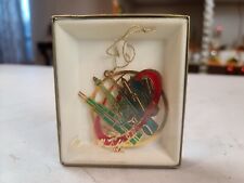 Rare Marshall Fields 24 KT Gold Finish CHICAGO Orbit Stain Glass Ornament in Box picture
