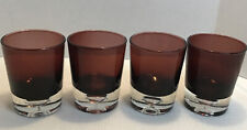 Cocktail Glasses Vintage 4 Ct Brown Bubble Bottom Whiskey Hand Blown, Heavy 4.5” picture