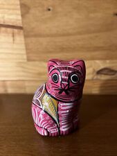 VTG Mexican Folk Art Cat Figurine Talavera Style Hand Painted Pottery  3 1/2 In picture