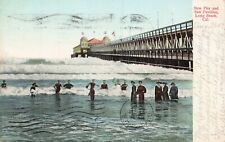 New Pier & Sun Pavilion Long Beach California Postcard 1907 postmark CA US stamp picture