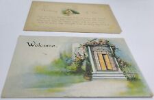 2 Vintage Greetings Postcards 1917-1948 Gibson Cottage Door picture
