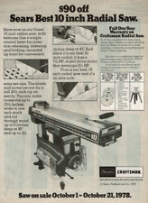 1978 Vintage Print Ad Sears Craftsman Best 10 inch Radial Saw Sale October 1978 picture