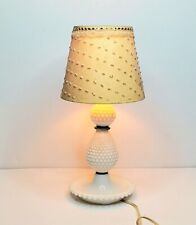 Vintage MCM Hobnail White Milk Glass Table Lamp Works picture