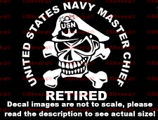 US Navy Master Chief Retired Decal Cut Vinyl Sticker Made in the USA USN picture