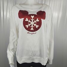 Disneyland Parks White Red Mickey Mouse Snowflake Christmas SOFT Sweatshirt XXL picture