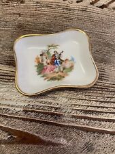Vintage Limoges Porcelain Trinket Dish Gold Rim Romance Couple Love picture