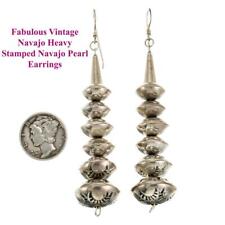 Vintage NAVAJO PEARL Earrings STAMPED Sterling Silver Old Pawn 3