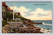 York Harbor ME-Maine, Cliff Walk, Antique, Vintage c1955 Souvenir Postcard picture