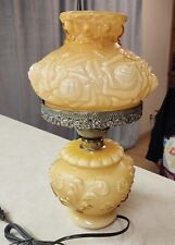  Rare LG Wright Fenton Yellow Amber  Cased Puffy Rose Electric Table Lamp  picture