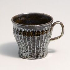 Shigaraki yaki ware Japanese Pottery Mug Cup Tea Coffee Cup Black Glaze 330ml picture