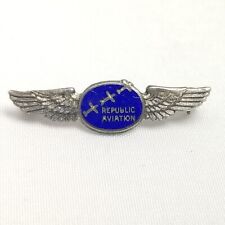 Vintage Republic Aviation Sterling Silver Employee Service Pin, Blue Enamel, LGB picture