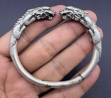 Rare Beautiful Old Viking Sliver Ancient Bangle With 2 Dragon Heads On Sides picture