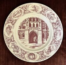 Wedgwood Red Transferware Plate Moody Bible Institute Chicago 10 3/4