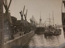 Stereoview Real Photo Great Electric Cranes By Ship Docks Buenos Aires Argentina picture