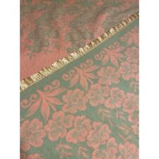 Vintage Green Pink Floral Gold Satin Edge Blanket by Esmond picture