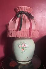 Vintage French Handpainted Lamp Roses & Swags picture