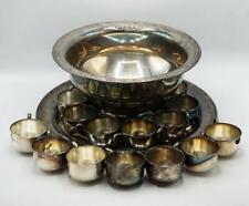 Oneida Silver Plated Punchbowl Set w/ 17 cups and Tray Underplate picture