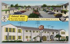 Long Beach California~Colonial Motel~Front & Back~Linen Vintage Postcard picture