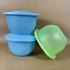 Tupperware Impressions Bowls - Set of 3 - 5.5 Cup Blue Green #3095, 3096 picture