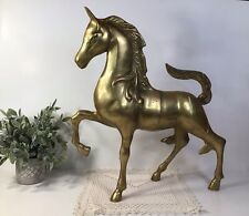 Vintage SOLID BRASS Unicorn Horse Statue ~HUGE 18.5” Tall 17” Long~Beautiful  picture
