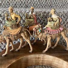 FONTANINI ITALY SET OF 3 KINGS ON CAMELS NATIVITY VILLAGE FIGURES WISEMAN 6 3/4