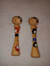 Vintage Pair Of Japanese Kokeshi Wood Nodder Dolls 4.5