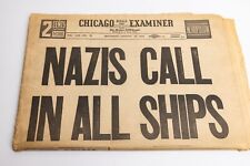 Chicago Examiner WWII 8.26.1939 Nazi Call Ships Plascke Cartoon Lou Gehrig picture