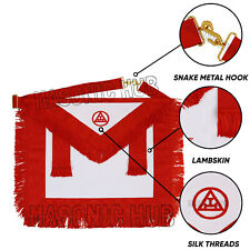 MASONIC ROYAL ARCH MEMBER RAM 100% LAMBSKIN APRON WITH FRINGE - HAND EMBROIDERED picture