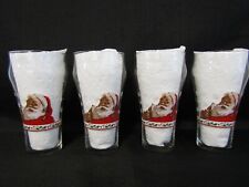 Set of 4 Vintage Libbey Santa Claus Coca-Cola Christmas 16 Oz Drinking Glasses picture