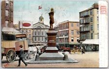 Boston Massachusetts Adams Square Faneuil  Hall Postcard 1907 picture