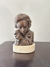 Vintage 1962 Ludwig von Beethoven Hand Crafted Bronze Bust on Marble by AMR  SA picture